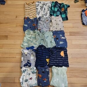 Carter's Multicolor Boys Pajama Sleepwear Lot - Blue Green Navy Gray White
